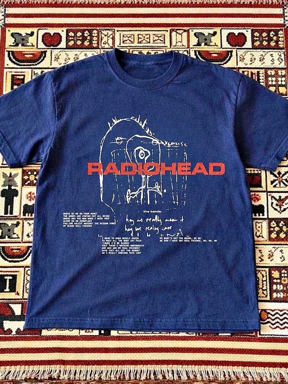 Radiohead The Bends Album Graphic T-Shirt Navy